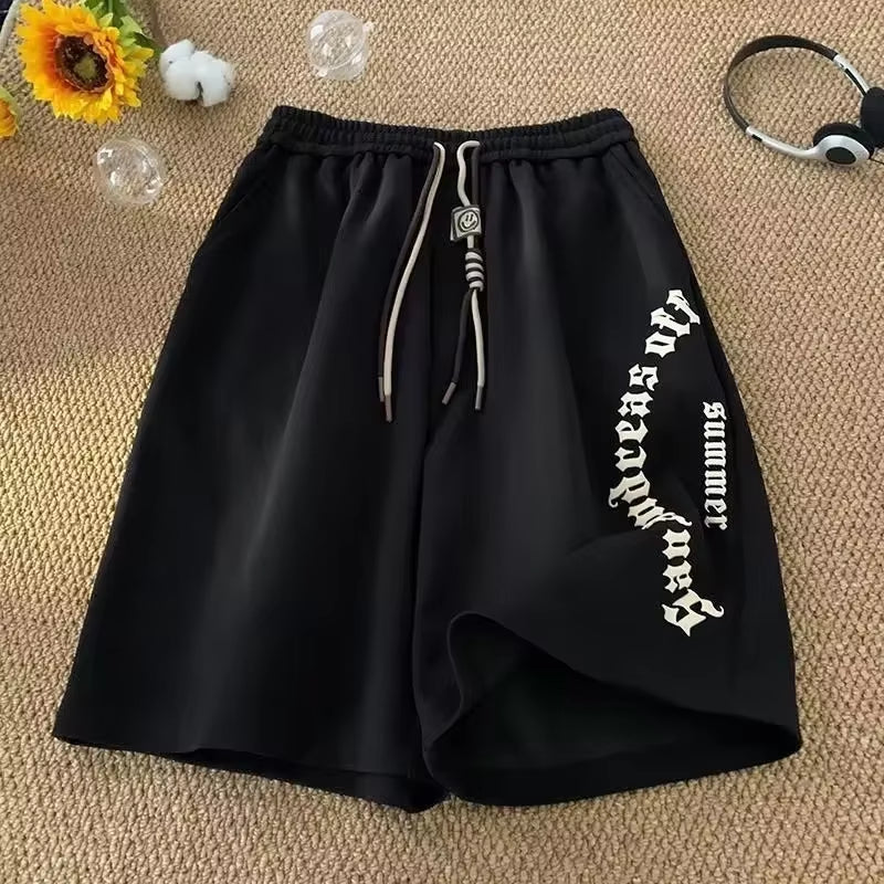 M-5XL Men Shorts Casual Short Pants Oversize Beach Shorts Retro Letters Print Sports Shorts Five Points Shorts Men'S Clothing