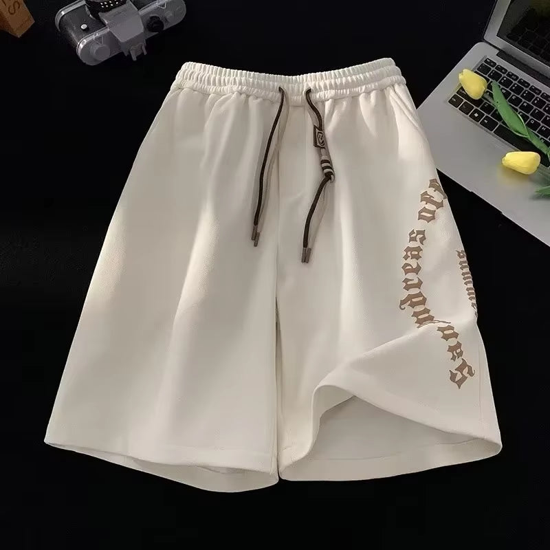 M-5XL Men Shorts Casual Short Pants Oversize Beach Shorts Retro Letters Print Sports Shorts Five Points Shorts Men'S Clothing